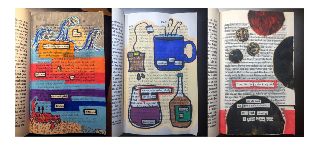 Photos of the painted book pages